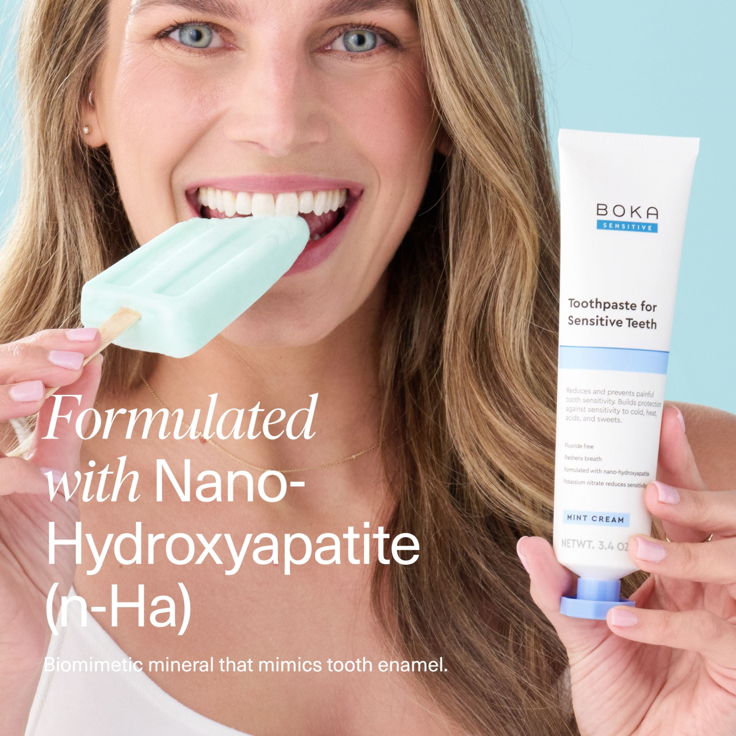 (3 pack) Boka Fluoride Free Sensitive Toothpaste, Nano Hydroxyapatite Toothpaste, Mint Cream Flavor - 3.4oz
