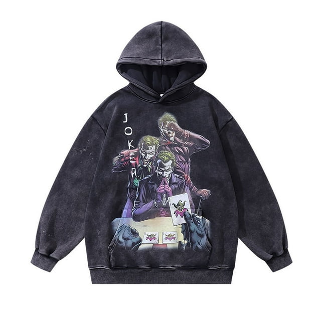 national trend Marque oversize Imprimé Lourd Lavé Ample couple Chandail à Capuchon Harajuku Rétro Sweat à Capuche Hommes