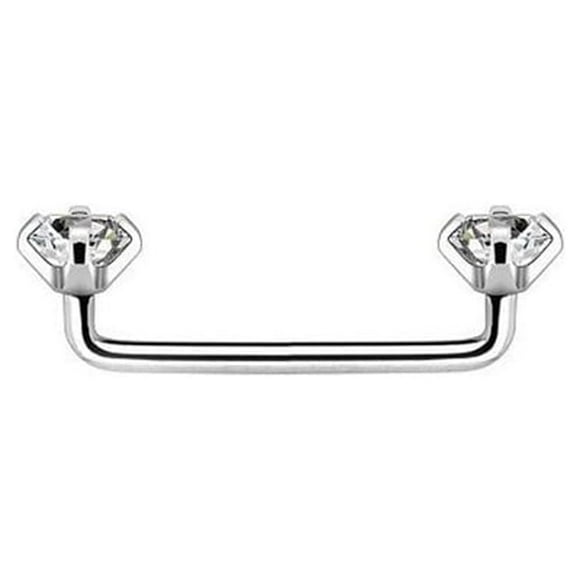 BodyJewelryOnline Surgical Steel 14g Staple Surface Barbell Clear CZ Body Piercing Jewelry for Women