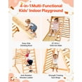 thumbnail image 2 of VEVOR Indoor Playground Jungle Gym, 4-in-1 Wooden Indoor Playground Climbing Toys for Kids, Montessori Toddlers Climber Playset with Climbing Rock, Slide, Wooden Ladder & Gym Rings, 220LBS Loading, 2 of 9
