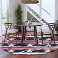 thumbnail image 4 of Independence Day Washable Round Area Rug 5 ft, Watercolor Gradient American Flag Red Blue, Soft Non Slip Rugs Stain Repellent Indoor Felt Carpet for Living Dining Room Bedroom Home Office, 4 of 9
