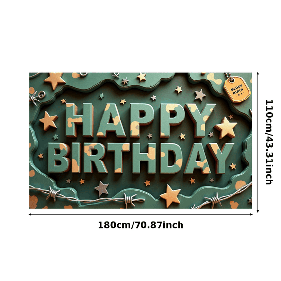 Camouflage Design Happy Birthday Tactical Tags Celebration Banner for Military Birthday Party Kids Event Outdoor Celebration