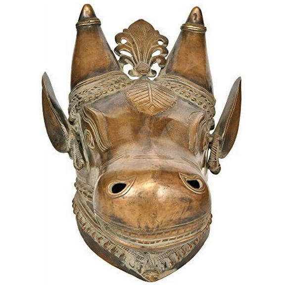Exotic India Nandi Head - Wall Hanging - Brass Statue