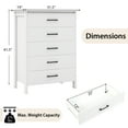 thumbnail image 3 of Costway Commode Moderne à 5 Tiroirs Armoire de Rangement avec Poignées en Métal Blanc, 3 of 10