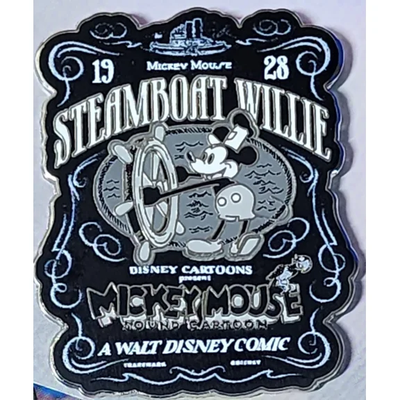 Disney 100 Mickey Mouse Steamboat Willie Poster Pin NOC BoxLunch Exclusive