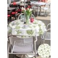 thumbnail image 5 of Round Outdoor Tablecloth With Umbrella Hole And Zipper– Watercolor Coastal Waterproof Patio Table Cover for Party, Picnic, Backyard, 60" Dia. , Seahorse Starfish Pattern Sage Green, 5 of 8