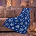 thumbnail image 6 of White Snowflake Pattern on Royal Blue Sofa, Clean Graphic Winter Art for Holiday Lovers, Snowfall Star Motif and Christmas Gift, Cozy Flannel Blanket for Bedroom and Living Room, Home Decor, 6 of 9