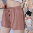 thumbnail image 5 of Women Summer Silky Seamless Safety Pants Solid Color Loose Fit Slip Shorts Anti-Exposed Elastic Waist Underwear Casual Home Lingerie Boyshorts, 5 of 19