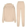thumbnail image 3 of Wutalume Women's 2-Piece Oversized Hoodie and Sweatpants Set, Solid Color Casual Loungewear with Pockets, Fall Fashion Outfit,Beige L, 3 of 3
