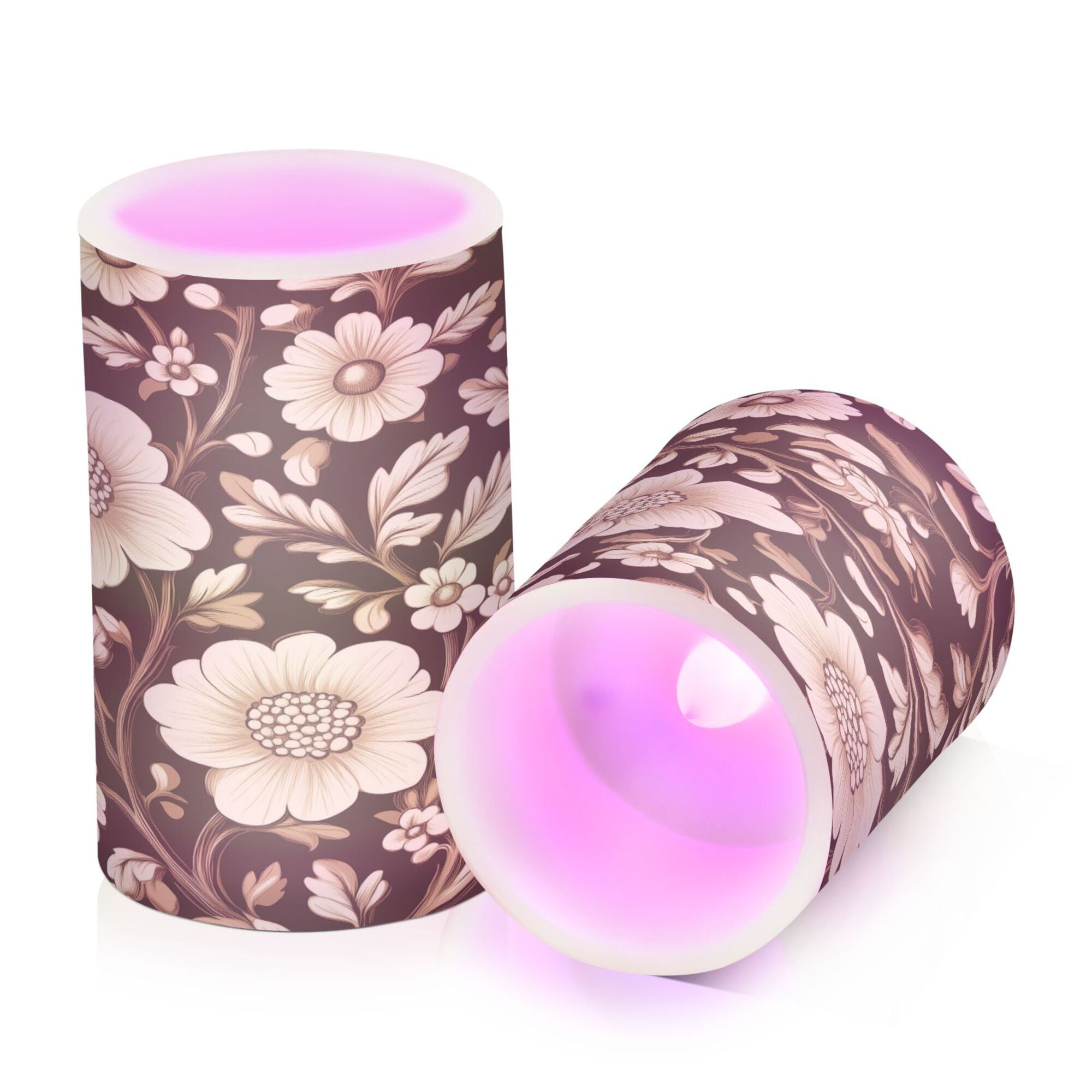 Yayeee Flameless Candles with Remote Flickering Battery Operated Multi Color Changing, Brown Floral