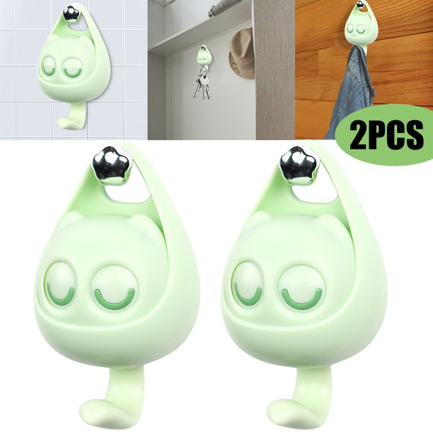 JShteea Gancho Toalla Adhesivo para Perchero Gato Parpadeante para Baño (verde)