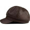 thumbnail image 4 of Womens PU Leather Newsboy Cap 8 Panel Paperboy Newsie Cap Bakerboy Beret Cabbie Hat, 4 of 6