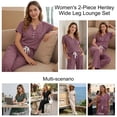 thumbnail image 4 of SUNBS Lounge Set for Women Two Piece Outfit Sets Henley Shirt Wide Leg Pants Casual Sweat Suit, 4 of 11