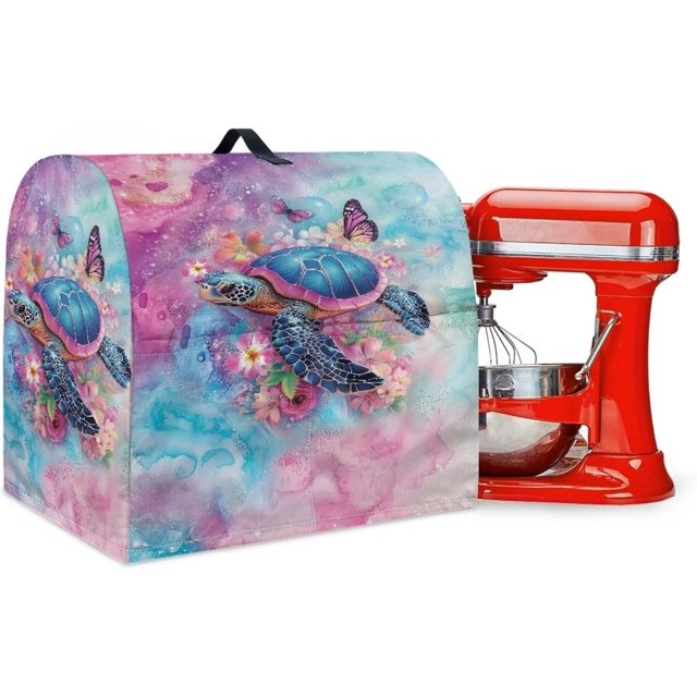 Sea Turtle Stand Mixer Covers Decoration Kitchen Aid Mixer Cover Dust Cover with Pockets and Handle Kitchen Accessories Mixer Covers Hibiscus Butterfly Mixer Cover