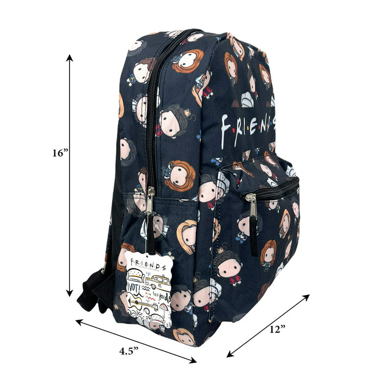 RALME Friends Backpack for Kids, Teens, or Women - Large 16 inch, Black