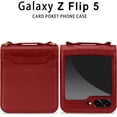 thumbnail image 6 of Crossbody Wallet Case for Samsung Galaxy Z Flip 5 Case with 2-Card Credit Card Holder Slot Shockproof Cover Slim Fit PU Leather Protective Phone Case for Women Men-Red, 6 of 12