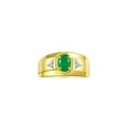 thumbnail image 1 of RYLOS Men's Rings 14K Yellow Gold Classic 7X5MM Oval Gemstone & Diamond Designer Ring Emerald May Birthstone Rings For Men, Gold Rings Size 13, 1 of 7