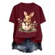 thumbnail image 5 of Tops de Cuello Alto para las Mujeres Amante Impreso Camiseta Cuello Redondo Manga Corta, Poliéster Spandex, 5 of 7