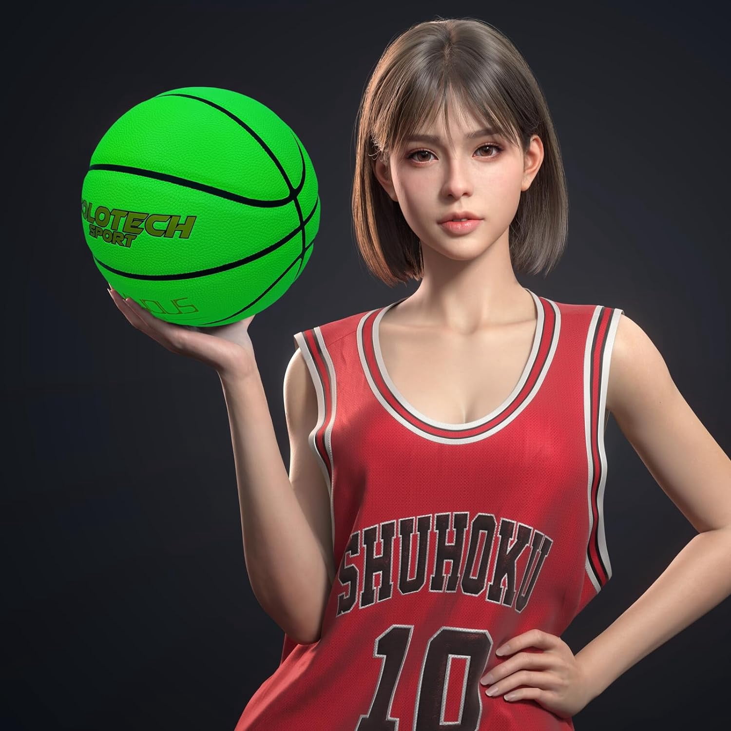 Basketball Glow in The Dark, Cool Glowing Indoor Outdoor Luminous Leather Basketball Size 5, 6, 7 for Men Women Boys Girls(with Pump)