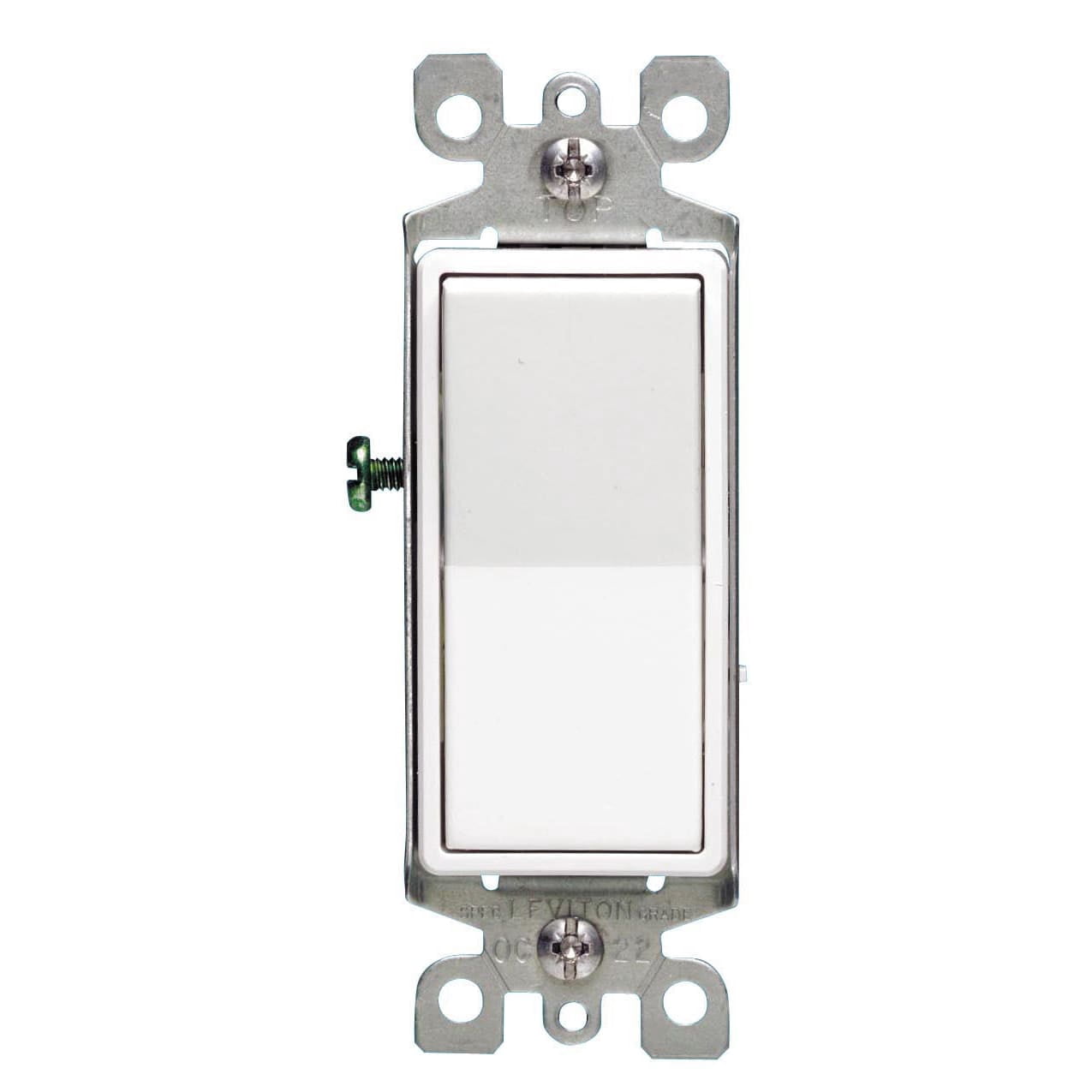 Leviton 15 Amp, 120/277V Decora Rocker 3-Way AC Quiet Switch, 5-Pack, 5603-2WM, White
