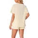 thumbnail image 3 of Conjunto de Pijamas para Mujeres INSPIRE CHIC, Conjunto de Lounge de Media Manga, Pantalones Cortos, Set de Ropa de Dormir de 2 Piezas con Bolsillos XS Beige, 3 of 6
