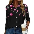thumbnail image 5 of Plus Size Womens Shirts Graphic Printed Button Down Lapel Collared Tops Long Sleeve Loose Casual Dressy Blouses (2XL, Black), 5 of 7