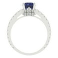 thumbnail image 4 of 1.465 ct Round Cut Simulated Blue Sapphire Solitaire with Simulated Diamond Accents 18K White Gold Womens Engagement Ring, 4 of 5