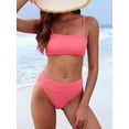 thumbnail image 4 of ANRABESS Tummy Control 2 Piece Swimsuits for Women High Waisted Bikini Sets Ribbed Textured Bathing Suits Beach Swimwear Coral Pink M, 4 of 10
