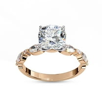 Solitaire Engagement Ring for Women | Center 8mm Cushion Cut Lab Created Moissanite Promise Ring in 14K Solid Rose Gold Jewelry Gift for Her, Ring Size 7.5