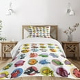 thumbnail image 3 of Ambesonne Zoo Quilted Bedspread Set 2 Pcs, Funny Cartoon Animals Set, Twin Size, Multicolor, 3 of 6