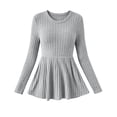 thumbnail image 7 of Bxsruta Womens Tops Long Sleeve Crew Neck Shirts Ribbed Knit Peplum Blouses Casual Fitted, 7 of 7