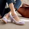thumbnail image 5 of SACFOF Women's Low Kitten Heel Mary Jane Oxfords Pumps Comfortable Ankle Strap Dress Shoes with Bow, 5 of 6