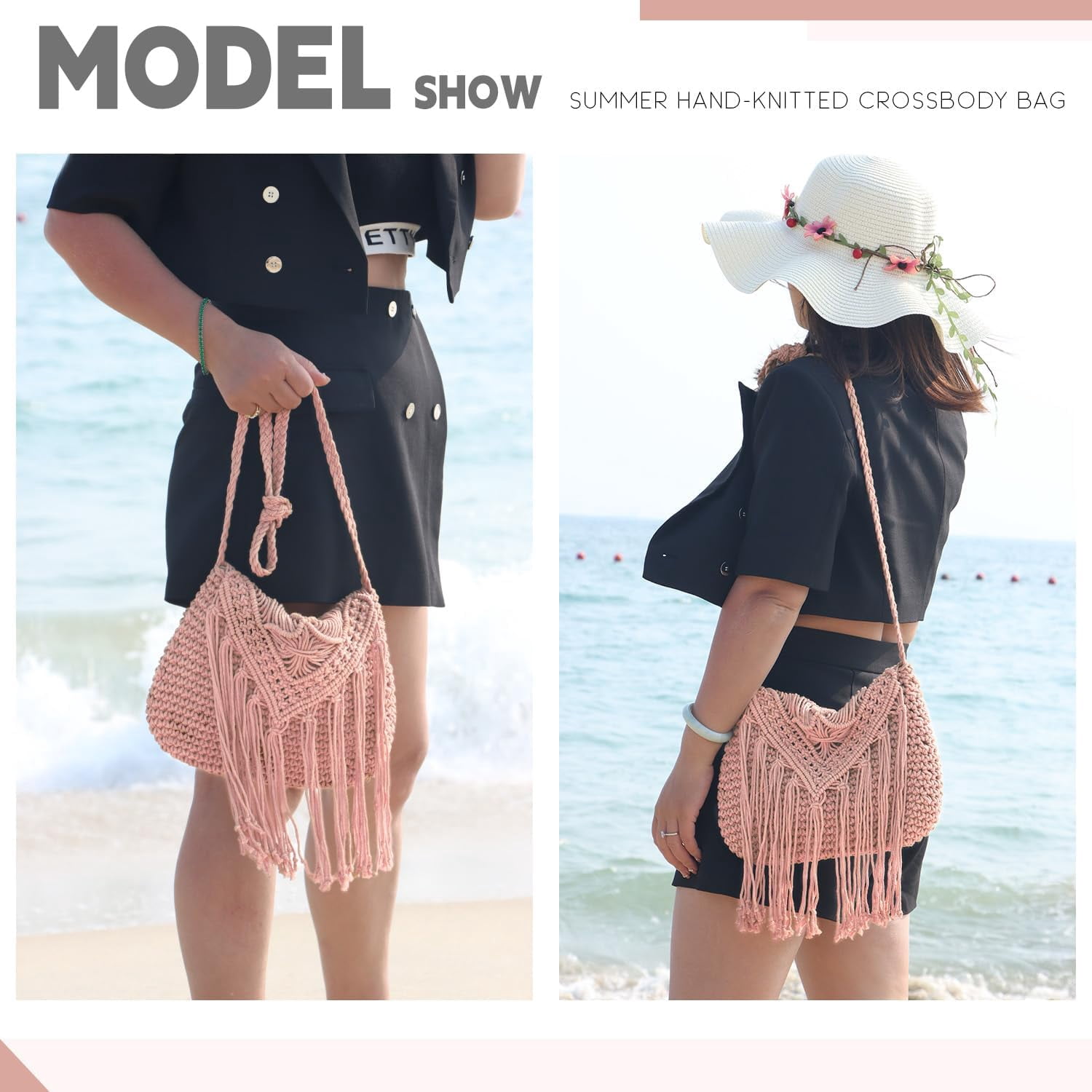 Crochet Tassel Shoulder Bag Handwoven Fringed Purse White Purse Summer Beach Bag Ethnic Boho Tassel Purse