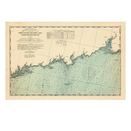 1893, Coast Survey, Norwalk Islands, Southwest Ledge, Long Island Sound, Connecticut Print Wall