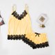 thumbnail image 3 of Conjunto de pijama sexy de seda para mujer: camisola y pantalones cortos de satén, tirantes ajustables con cuello en V, lencería para dormir y ocasiones especiales, tejido con mezcla de spandex, 3 of 6