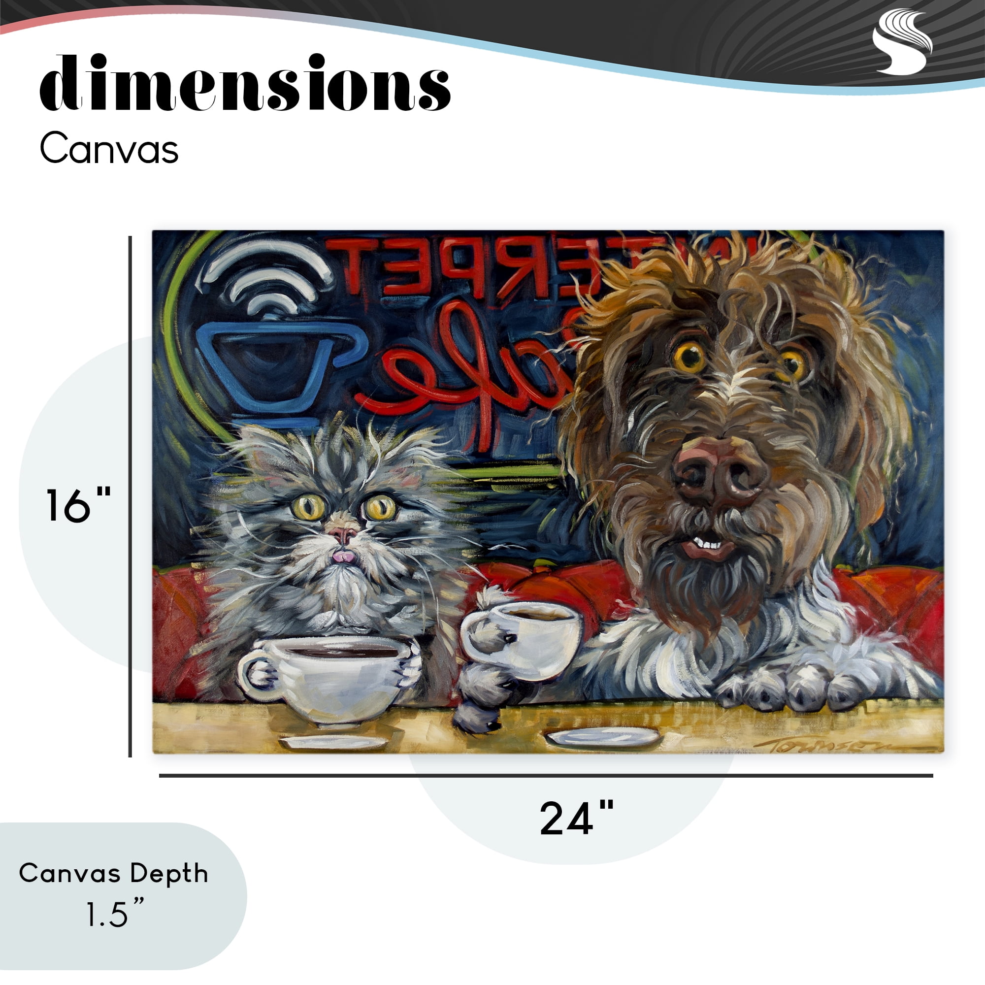 Stupell Industries Pets Wired At The Cafe Canvas Wall Art, design by CR Townsend