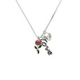 thumbnail image 2 of Delight Jewelry Silvertone Red Rose Flower - Love and Lock Charm Necklace, 18"+1", 2 of 4