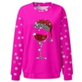 thumbnail image 4 of Ediodpoh Sweatshirt for Womens Merry Christmas Print O-Neck Round Neck Fit Pullover Tops Long Sleeve Loose Blouse Glass Snowflake Hot Pink_003 S, 4 of 5