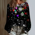 thumbnail image 4 of asdoklhq Christmas Shirts for Women Christmas Printed Casual Crew Neck Long Sleeve Pullover Sweater Knitted Pullover Top Black XL, 4 of 8