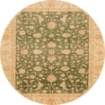 thumbnail image 1 of Ahgly Company Machine Washable Indoor Round Abstract Dark Golden Rod Brown Area Rugs, 7' Round, 1 of 7