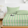 thumbnail image 6 of Queen Size Fitted Sheet Set - Sage Green 3 Piece Bedding Sets 16" Deep Pocket Fitted Sheet with 2 Pillowcases, Grid Checkered Plaid Gingham Lattice Trellis Brushed Microfiber Hotel Luxury Bed Sheets, 6 of 9