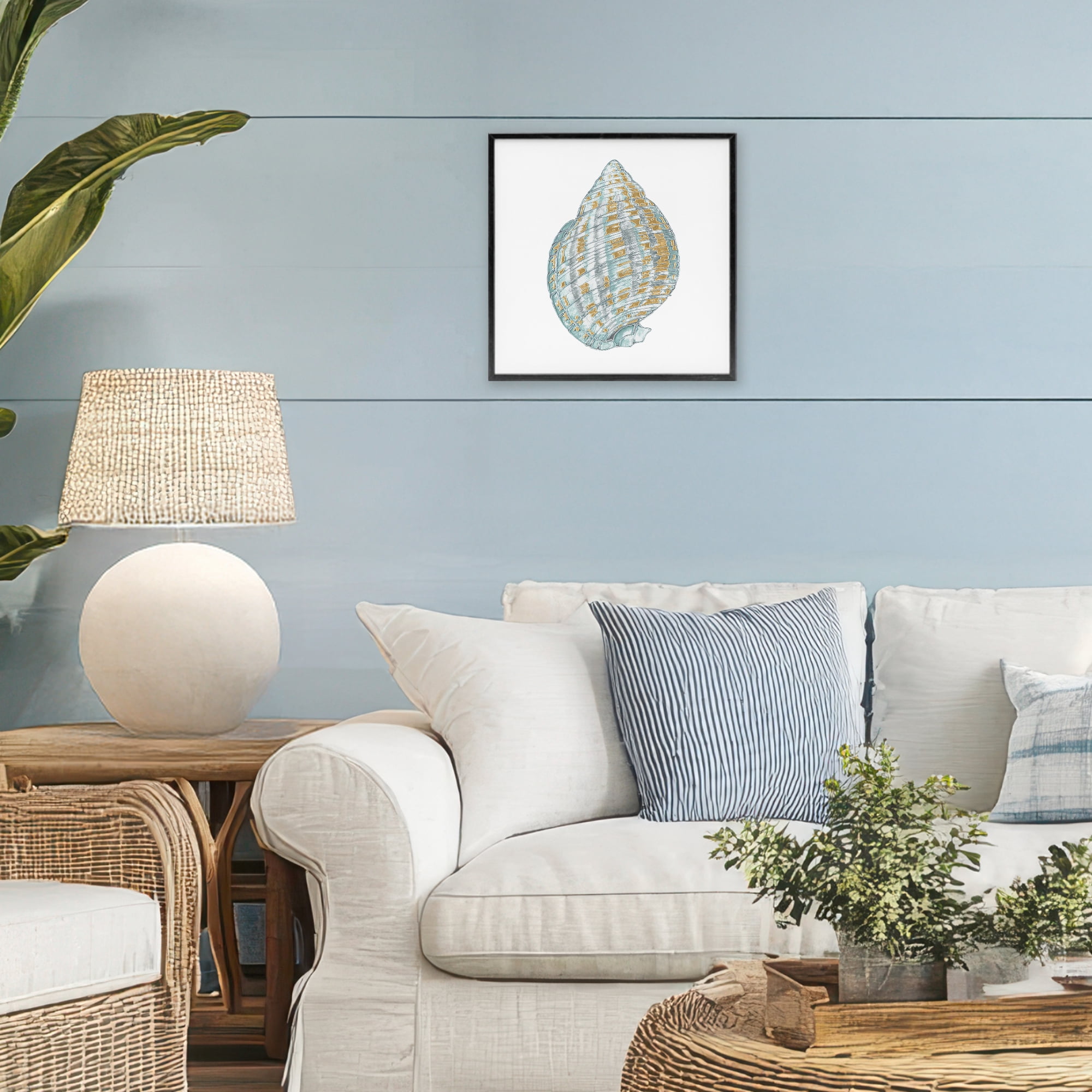 Stupell Industries Regal Shells Spiral Black Framed Giclee Art, design by Lorenzo Collective
