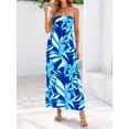 thumbnail image 2 of Vestido largo MASCOMODA para verano, estilo bohemio, floral, tubo, azul, XL, mujer, 2 of 7