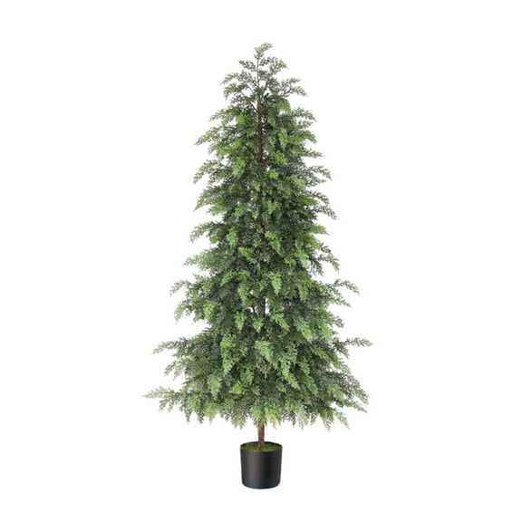 Artificial Norfolk Pine Tree, 3FT Christmas Tree Potted for Indoor Outdoor Home Front Porch Christmas Decor(35Inch-Big Leaf)
