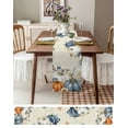 thumbnail image 3 of Orange Blue Pumpkins Fall Table Runner 90 Inches, Thanksgiving Eucalyptus Vintage Bed Runner Dresser Scarves Tabletop for Indoor Outdoor Parties/Ceremony/Banquet, 13" x 90", 3 of 8