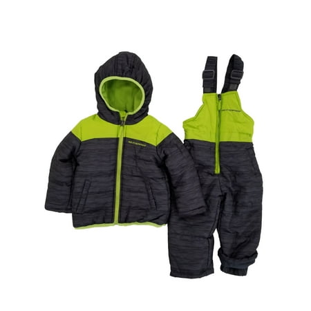 Infant Boys 2-Piece Charcoal & Lime Heayweight Coat & Snow Bibs Snowsuit Set