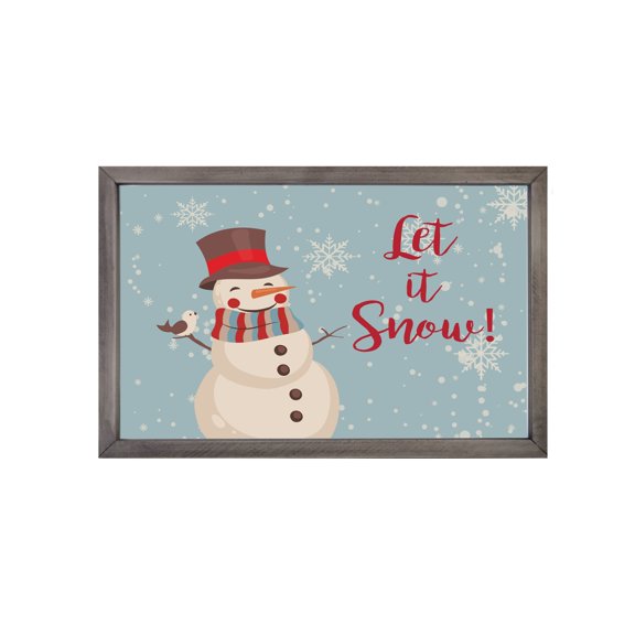 Merry Christmas Framed Shadow Box - Snowman Let It Snow