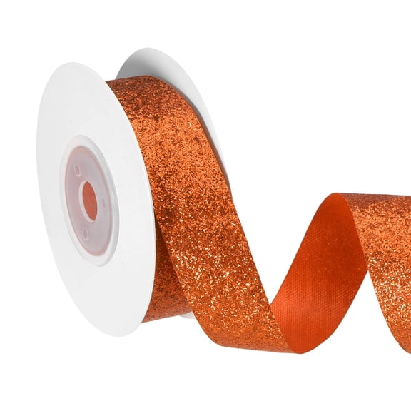 Uxcell 10 Yards Metallic Glitter Ribbon (1.9cm x 9m/Orange) (1Pcs) Sparkling Ribbon for Gift Wrapping DIY Crafts Gift Wrapping Holiday Wedding Birthday Party Home Decoration