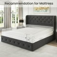 thumbnail image 3 of Breltam Queen Size Bed Frame with 4 Storage Drawers, Wingback Tufted Headboard, LED Lights, Dark Grey Velvet Upholstered Platform Bed, No Box Spring Needed, 3 of 9