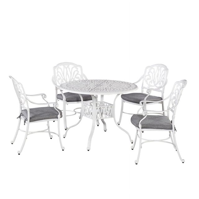 Homestyles Capri Ensemble de Salle à Manger Extérieur 5 Pcs en Aluminium Blanc